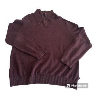 Calvin Klein Mens XXL Pull Over Quarter Zip Purple Knitted Sweater Mock Neck